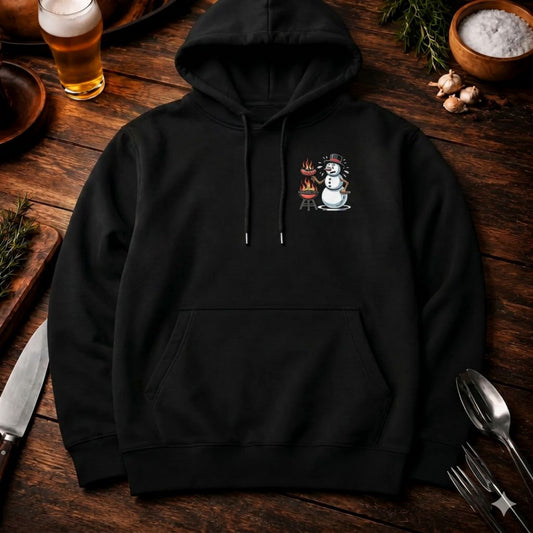 Für den Job brenne ich Oversized Hoodie – Schneemann Edition | Vor- & Rückendruck – Meatware Produktfoto