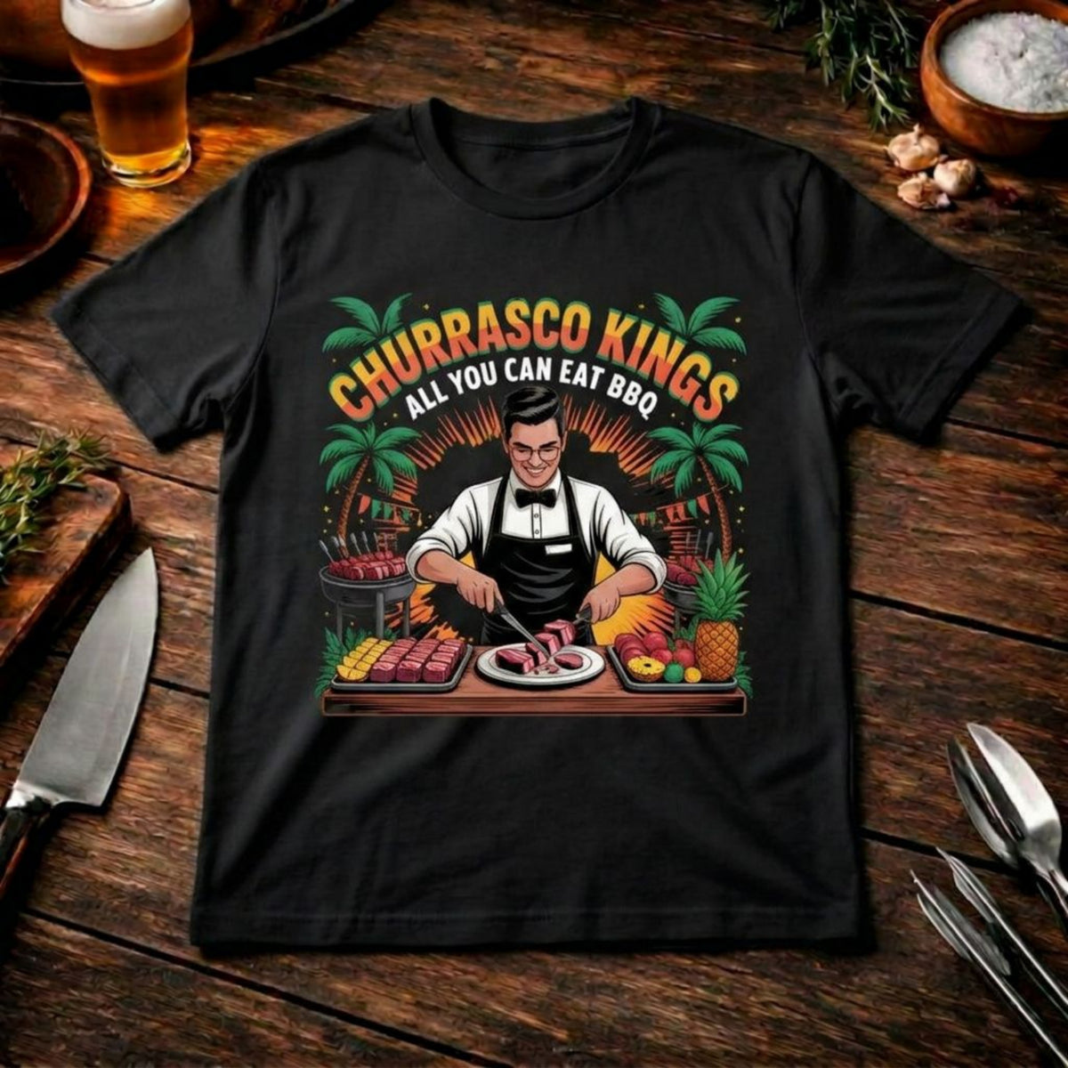 Churrasco Kings T-Shirt – All You Can Eat BBQ | Brasilianisches Rodízio Design – Meatware Produktfoto