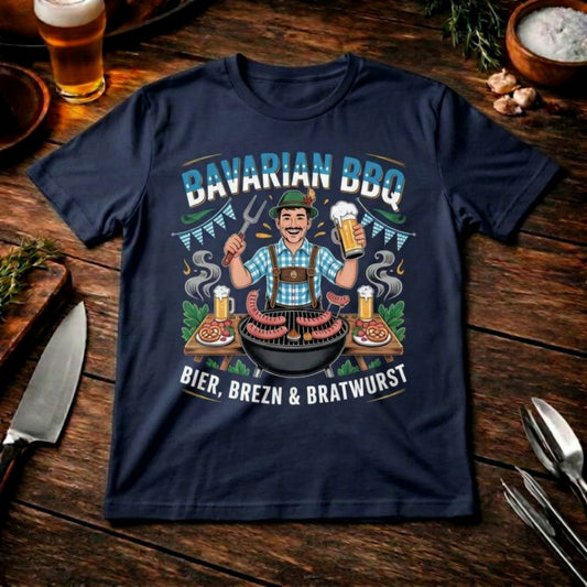 Bavarian BBQ – Premium T-Shirt (Lustiges Bayern Grillmeister & Oktoberfest Shirt) – Meatware Produktfoto