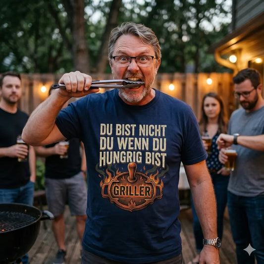 Griller Premium Shirt „Du bist nicht du...“ – Das Heilmittel gegen Hunger – Meatware Detailansicht