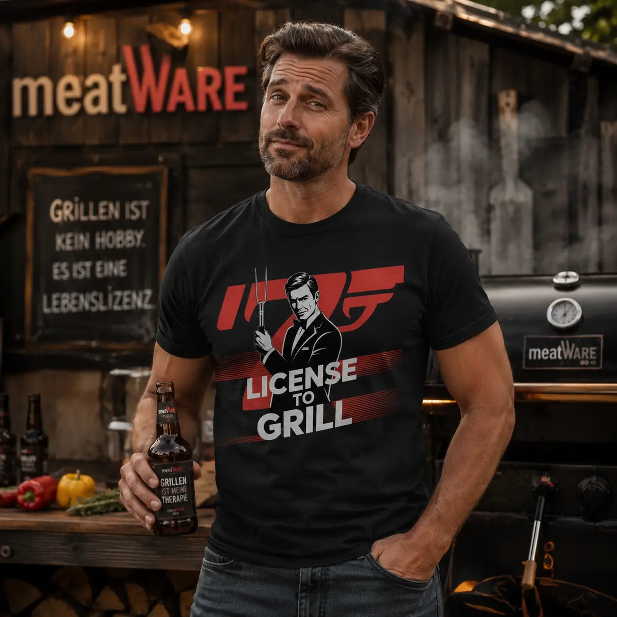 License to Grill – Premium BBQ T-Shirt – Meatware Detailansicht