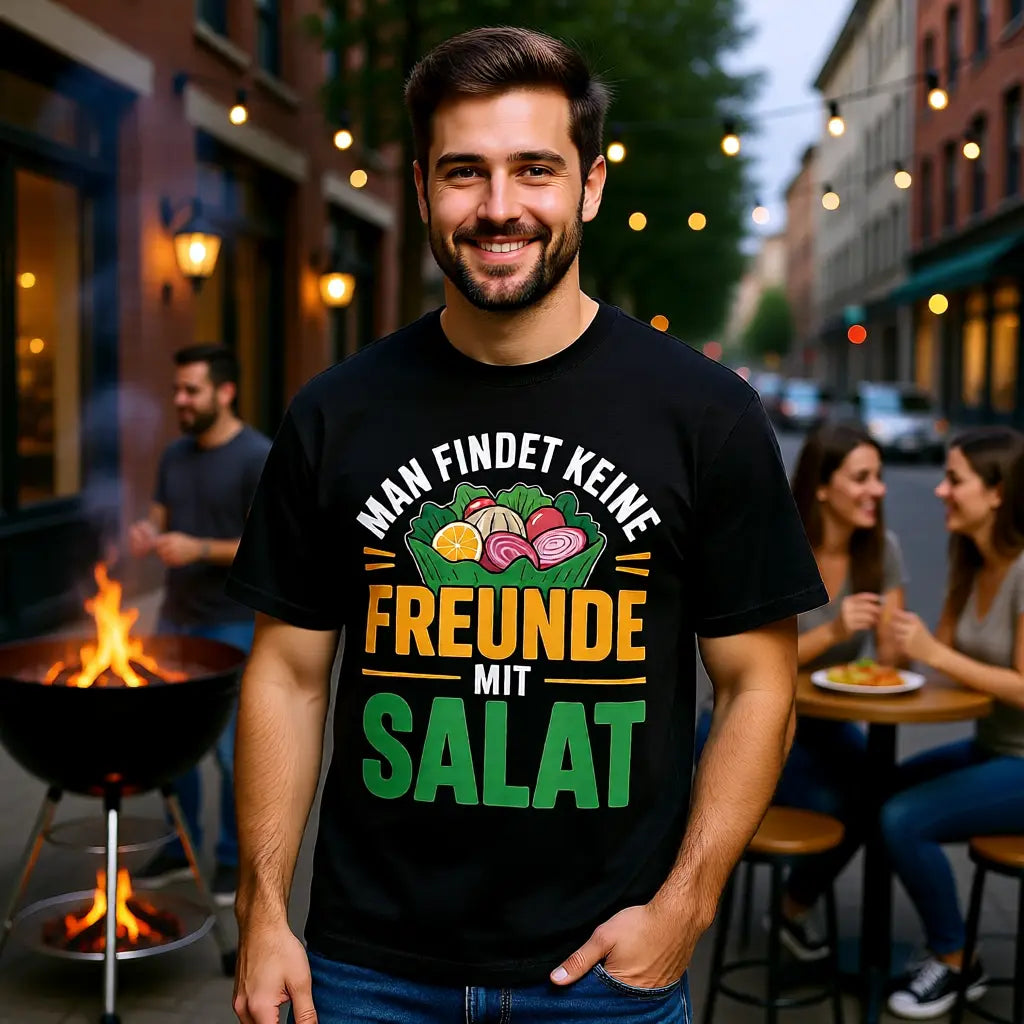 Oversized Shirt mit Man findet keine Freunde mit Salat von Meatware im BBQ-Lifestyle Look